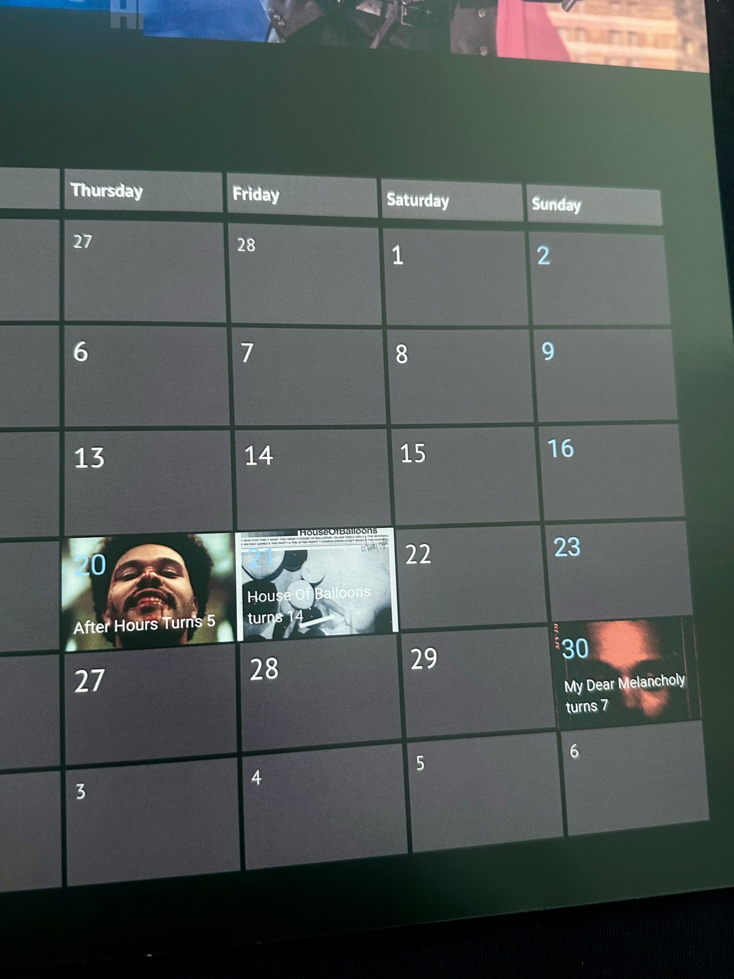 The Weeknd 2025 Calendar